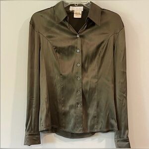 Escada Silk Olive Button-Down Shirt